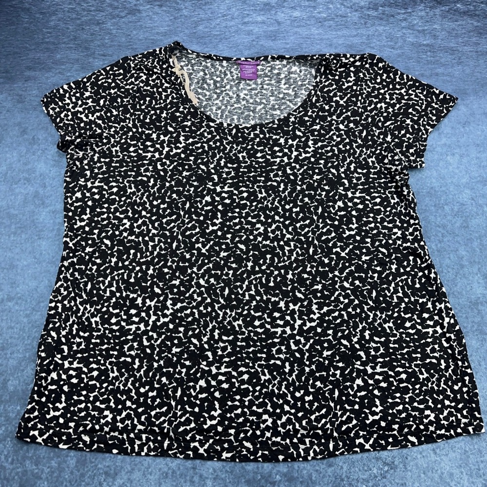 Beverly Drive‎ Womens Plus 20-22W Black White Abstract Rayon Scoop Neck Top